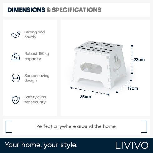 11" Folding Step Stool - White