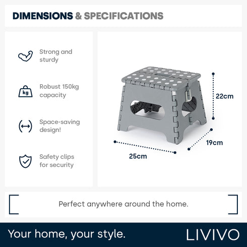 11" Folding Step Stool - Grey