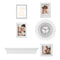 Photo Frame Set with Clock & Shelf - 6 Piece