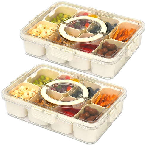 LIVIVO Snack Storage Box - 8 Removable Trays Snap Locks Silicon Seal 2 Pack