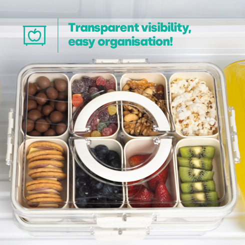LIVIVO Snack Storage Box - 8 Removable Trays Snap Locks Silicon Seal