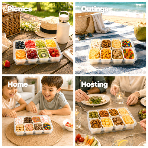 LIVIVO Snack Storage Box - 8 Removable Trays Snap Locks Silicon Seal