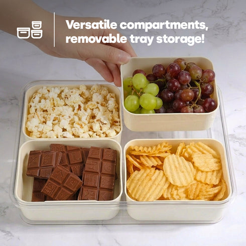 LIVIVO Snack Storage Box - 4 Removable Trays Snap Locks Silicon Seal