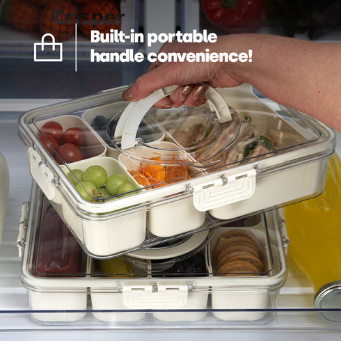 LIVIVO Snack Storage Box - 4 Removable Trays Snap Locks Silicon Seal