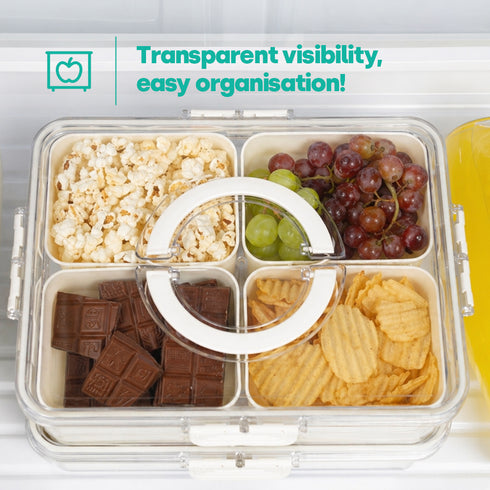 LIVIVO Snack Storage Box - 4 Removable Trays Snap Locks Silicon Seal