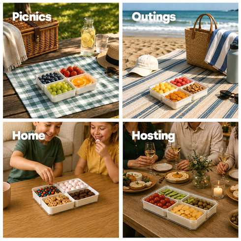 LIVIVO Snack Storage Box - 4 Removable Trays Snap Locks Silicon Seal