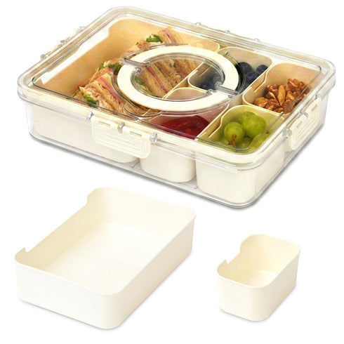 LIVIVO Snack Storage Box - 5 Removable Trays Snap Locks Silicon Seal