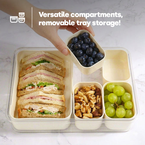 LIVIVO Snack Storage Box - 5 Removable Trays Snap Locks Silicon Seal