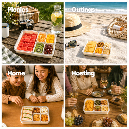 LIVIVO Snack Storage Box - 5 Removable Trays Snap Locks Silicon Seal