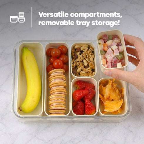 LIVIVO Snack Storage Box - 6 Removable Trays Snap Locks Silicon Seal