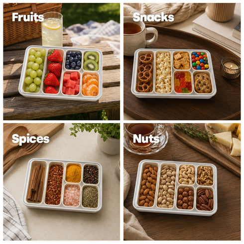 LIVIVO Snack Storage Box - 6 Removable Trays Snap Locks Silicon Seal