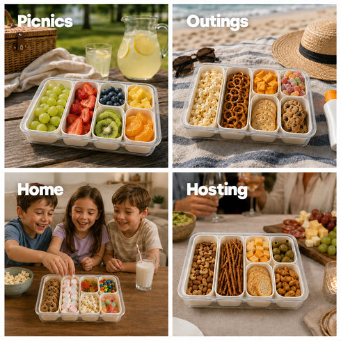 LIVIVO Snack Storage Box - 6 Removable Trays Snap Locks Silicon Seal