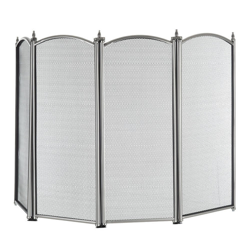 4-Panel Nickel Coated Fireguard