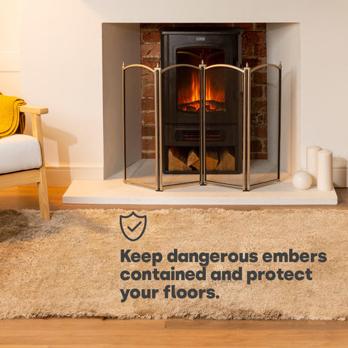 4-Panel Nickel Coated Fireguard