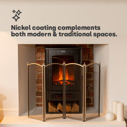 4-Panel Nickel Coated Fireguard