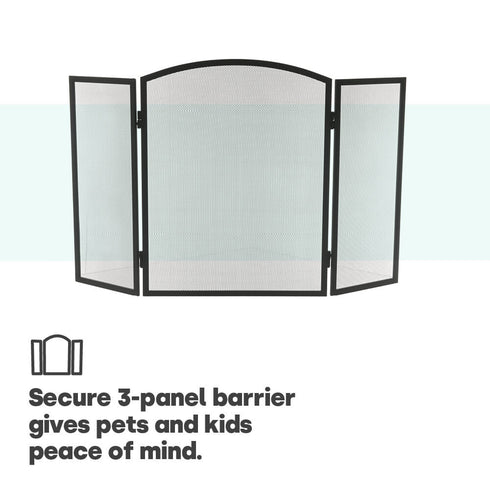 3-Panel Fireguard - Black