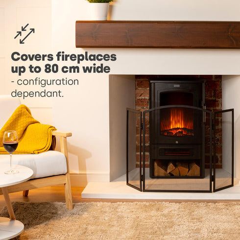 3-Panel Fireguard - Black