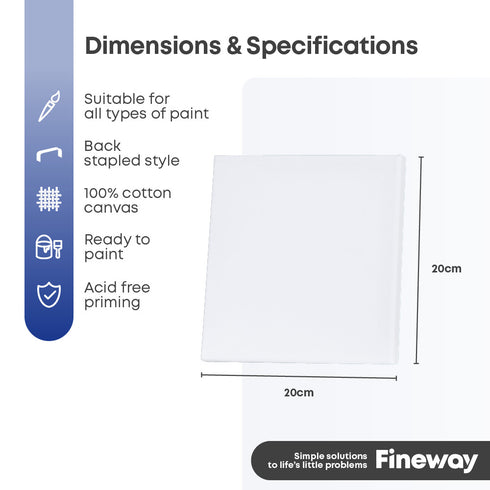 4 Pack Blank Canvas 20x20cm