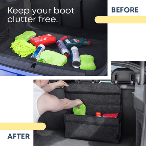Car Boot Organiser Bag with Cover & Side Pockets