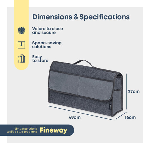 Car Boot Organiser Bag with Cover & Side Pockets