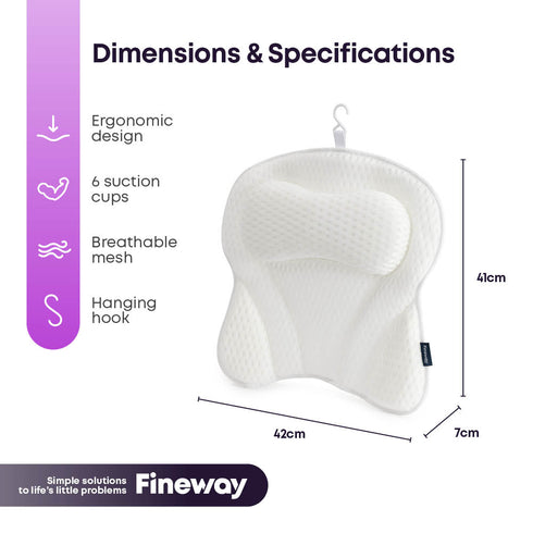 3D Mesh Bath Cushion for Head & Neck - White