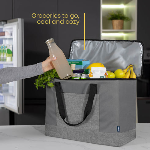 60L Insulated Cooler Bag with Strap - Grey