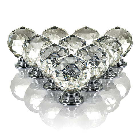 Crystal Drawer Handles for Cabinets & Wardrobes - 10 Packs