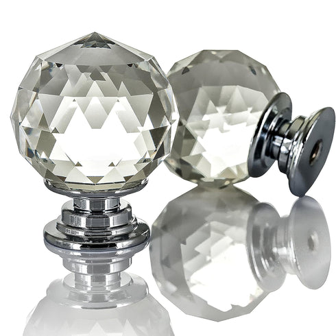 Crystal Drawer Handles for Cabinets & Wardrobes - 10 Packs