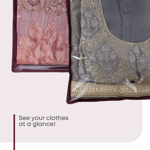 Saree Storage Bags 20 Pack – Clear Zip Organisers Red