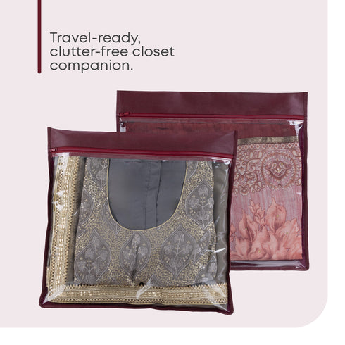 Saree Storage Bags 20 Pack – Clear Zip Organisers Red