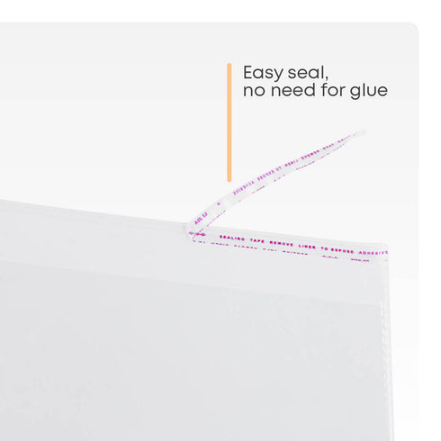 100 Pack Self Seal Cellophane Bags A4 - Clear