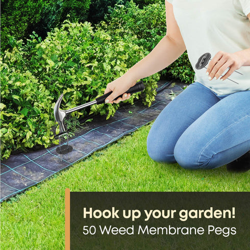 50 Weed Membrane Pegs with Tool