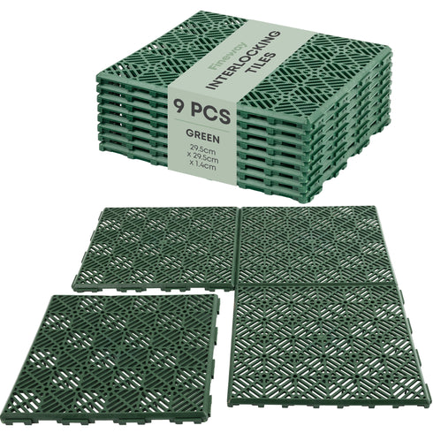 Interlocking Garden Tiles 9 Pack Green