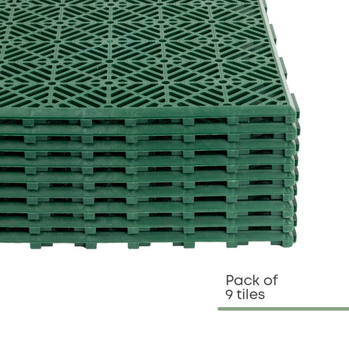 Interlocking Garden Tiles 9 Pack Green