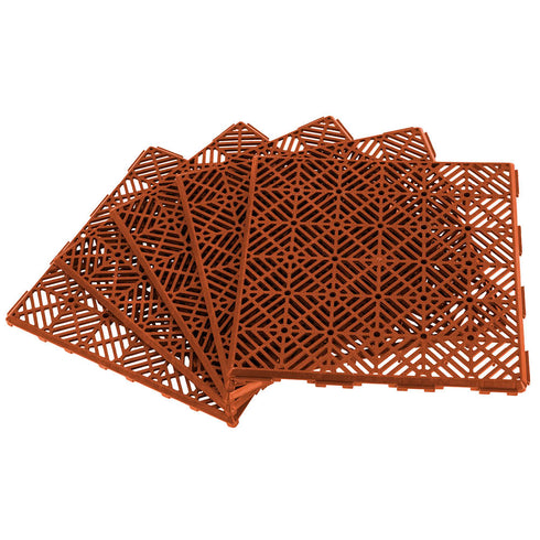Interlocking Garden Tiles 9 Pack Terracotta