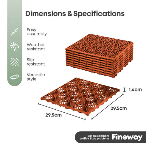 Interlocking Garden Tiles 9 Pack Terracotta