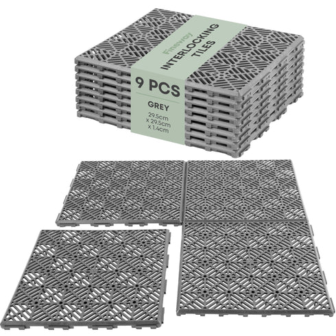 Interlocking Garden Tiles 9 Pack Grey