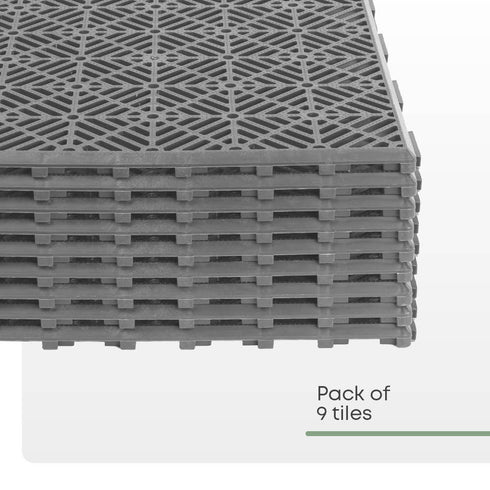 Interlocking Garden Tiles 9 Pack Grey