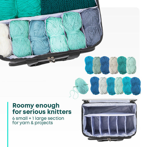 Knitting Crochet Storage Bag with Clear PVC Lid - Grey