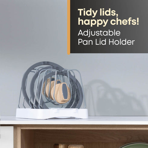 Kitchen Pan Lid Holder Organiser with Adjustable Dividers