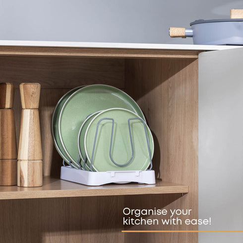 Kitchen Pan Lid Holder Organiser with Adjustable Dividers