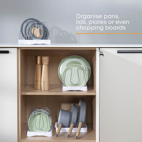 Kitchen Pan Lid Holder Organiser with Adjustable Dividers