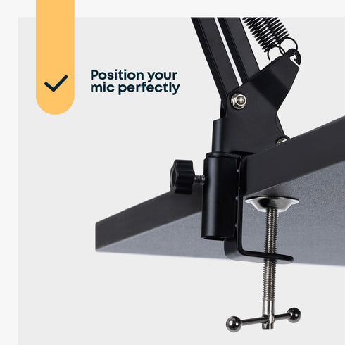 Adjustable Gaming & Podcast Mic Boom Arm - Black