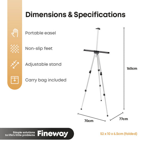 Portable Telescopic Art Easel for Canvas 160cm with Carry Bag