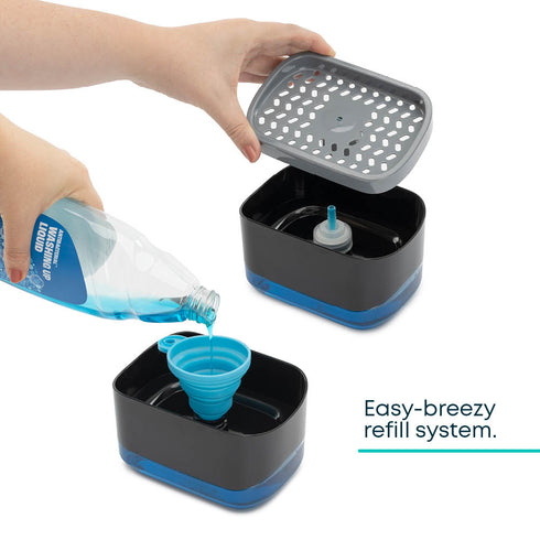 3-in-1 Soap Dispenser with Sponge Holder – Black