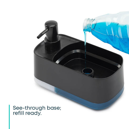 2-in-1 Soap Dispenser with Sponge Holder – Black