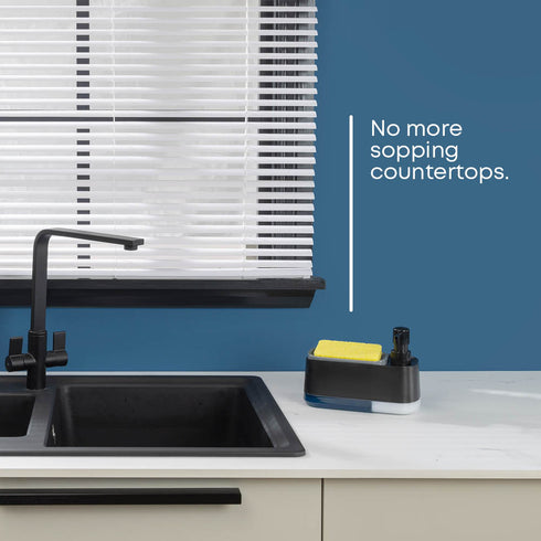 2-in-1 Soap Dispenser with Sponge Holder – Black