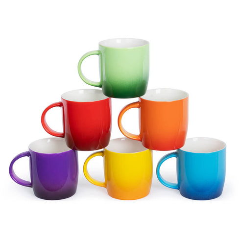 Stoneware Coffee Mugs Set of 6 – Ombre Design