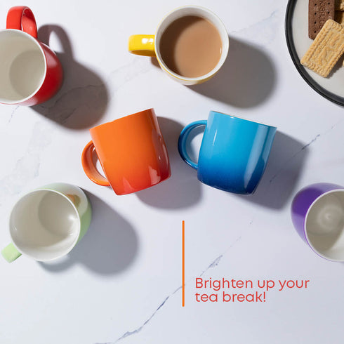 Stoneware Coffee Mugs Set of 6 – Ombre Design