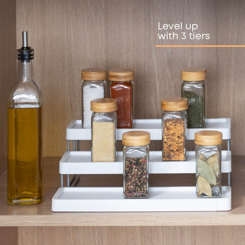 3 Tier Spice Rack Organiser – White/Grey